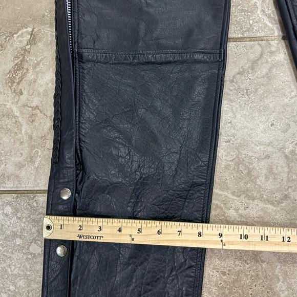 Vintage Hot Leathers Motorcycle Chaps Braided Trim Biker Womens Sz XS - Picture 6 of 9